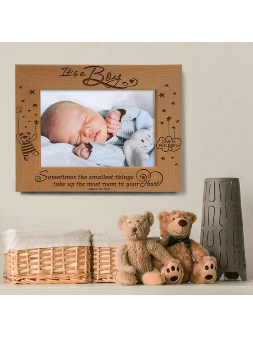 Engraved Wood Picture Frame for Baby - Heartfelt Sonogram Keepsake Gift, It's a